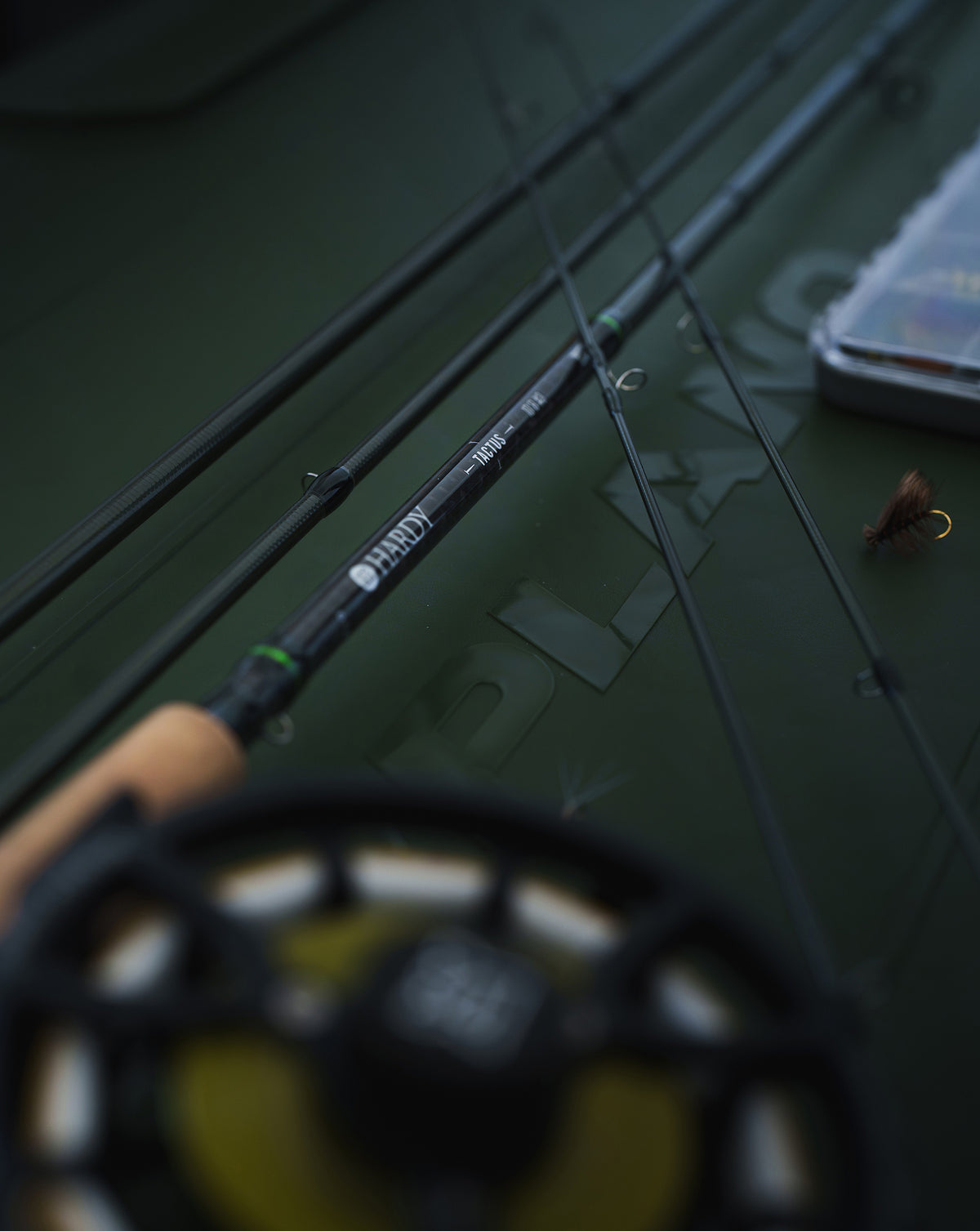 Hardy Tactus fly rod and fly fishing gear ready for the water.